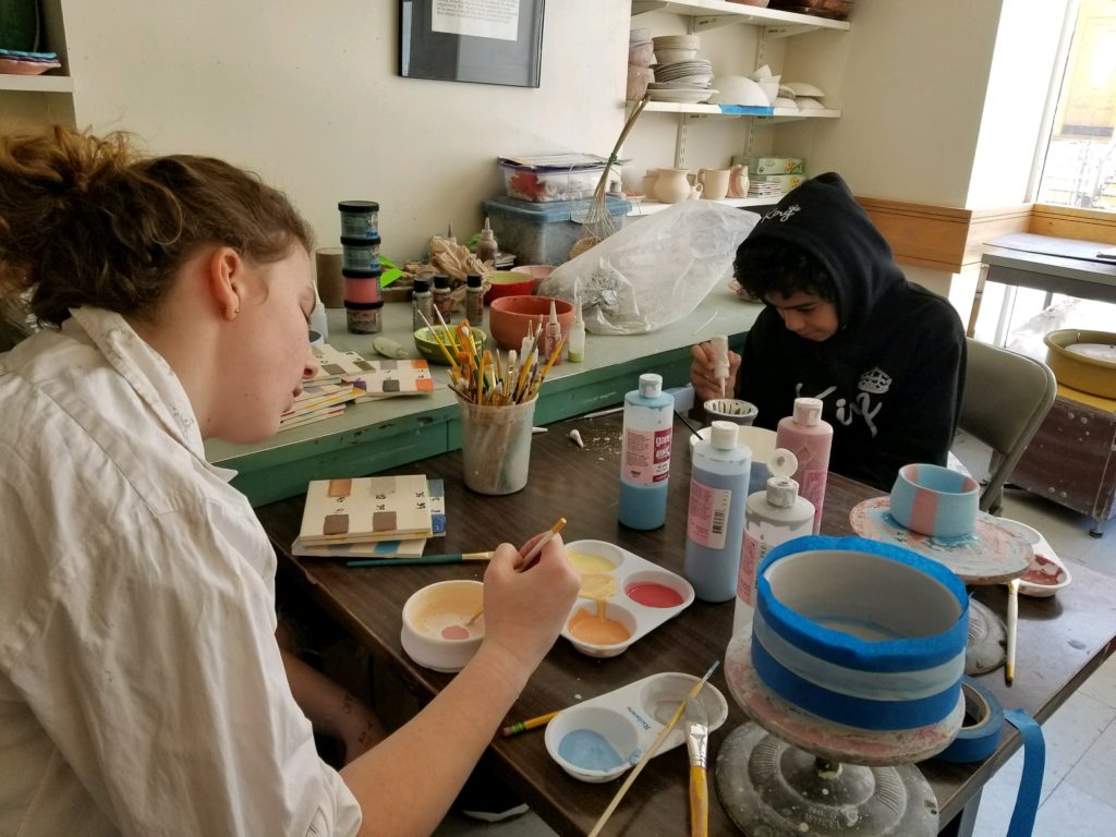 Students making artwork